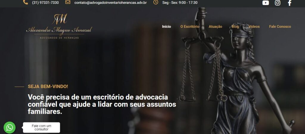 Criação do Site Advogado de Heranças - Alexandre Magno. Agência Digital HGX especializada em criação de sites para advogados de heranças.
