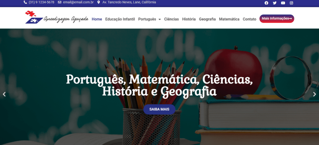 Criação do Site Aprendizagem Aguçada. Criação do Site Aprendizagem Aguçada.