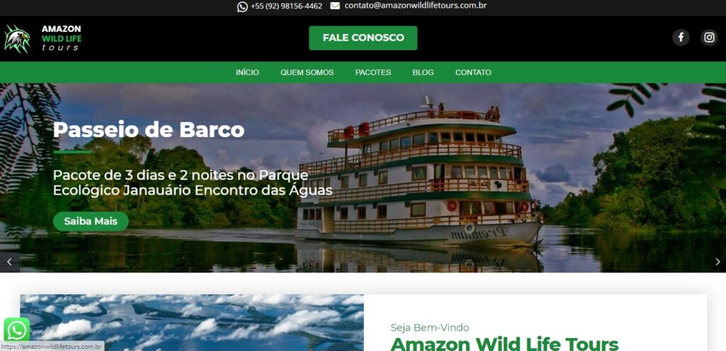 Criação do Site Amazon Wild Life Tours