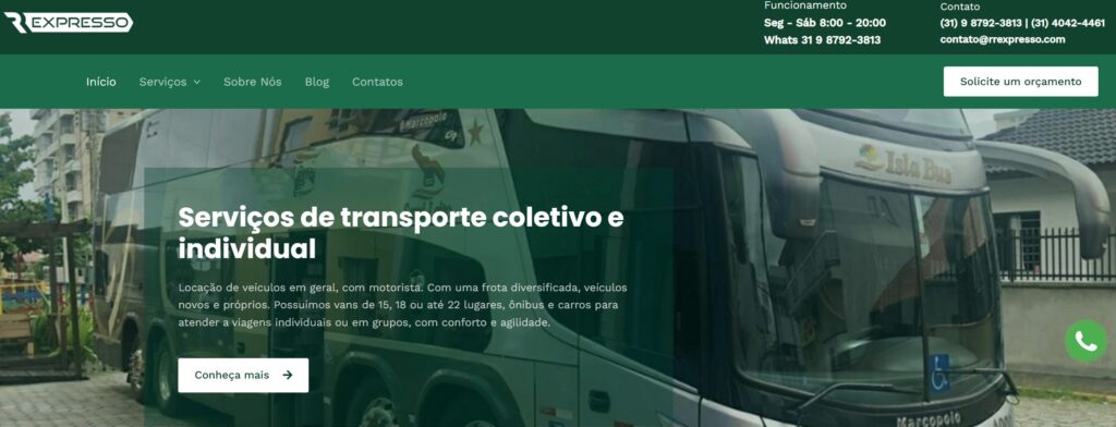 Criação do Site RR Expresso-Aluguel de Vans e MicroOnibus
