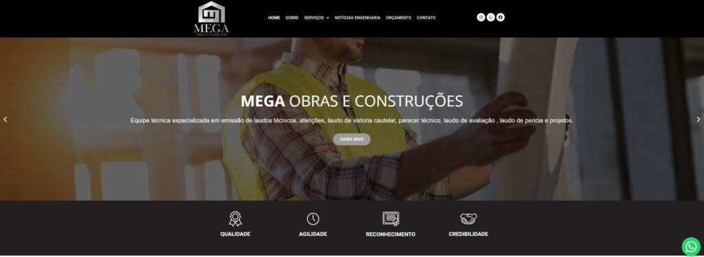 Desenvolvimento do Site Mega Obras e Construções