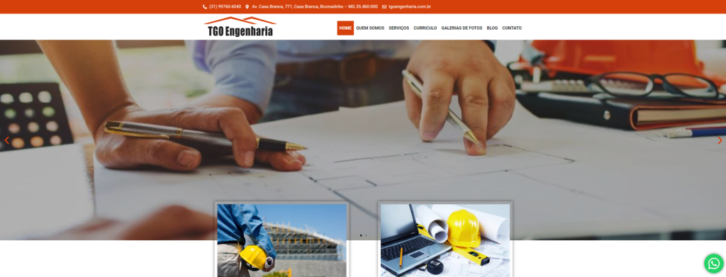 Criação do Site TGO Engenharia. Agência de criação de sites para Engenharia de Execução de Obras e elaboração de projeto Estrutural.