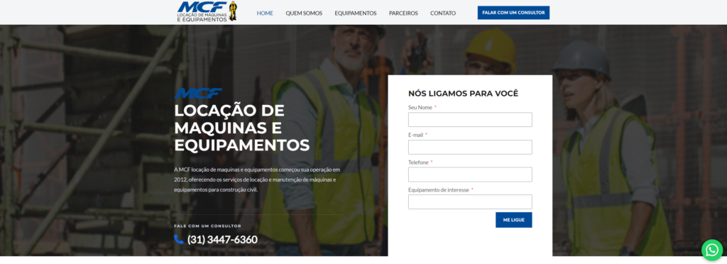 Desenvolvimento do Site MCF Locações de Máquinas e Equipamentos