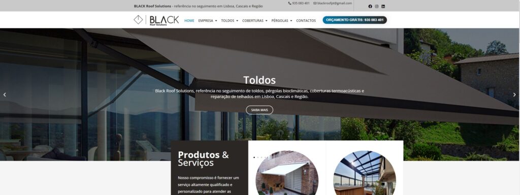 Criação do Site Black Toldos Roof Solutions