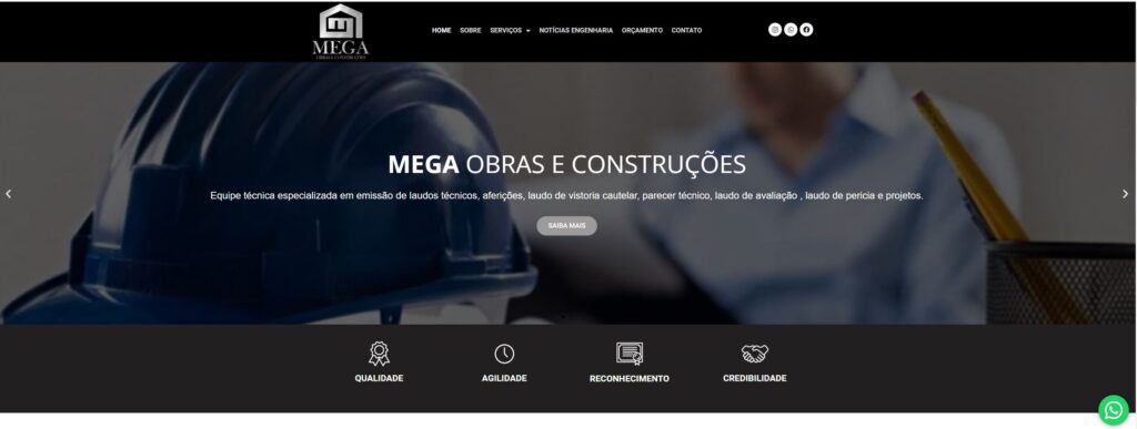 Criação do Site Mega Obras e Construções - Agência Digital HGX