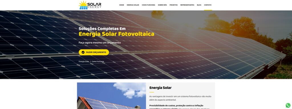 Criação do Site Solar Energy Soluções Completas Em Energia Fotovoltaica - Agência Digital HGX Criação de Sites e Marketing Digital
