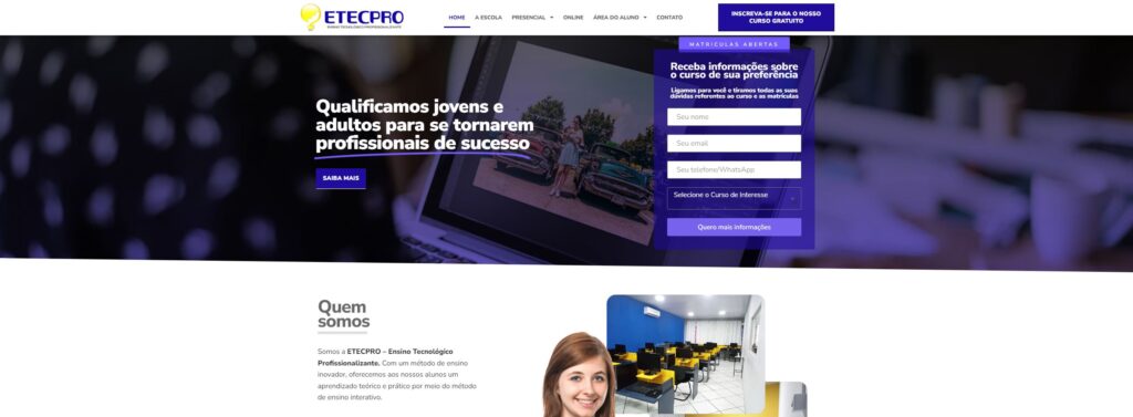 Criação do Site ETECPRO - Agência Digital HGX