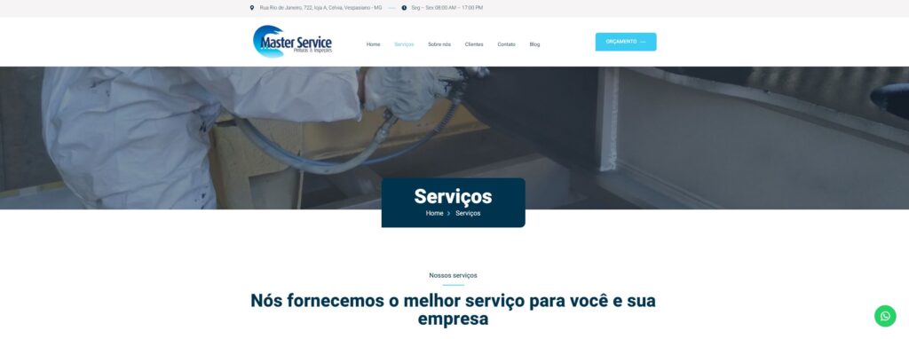 Criação do Site Master Service Pinturas - Agência Digital HGX