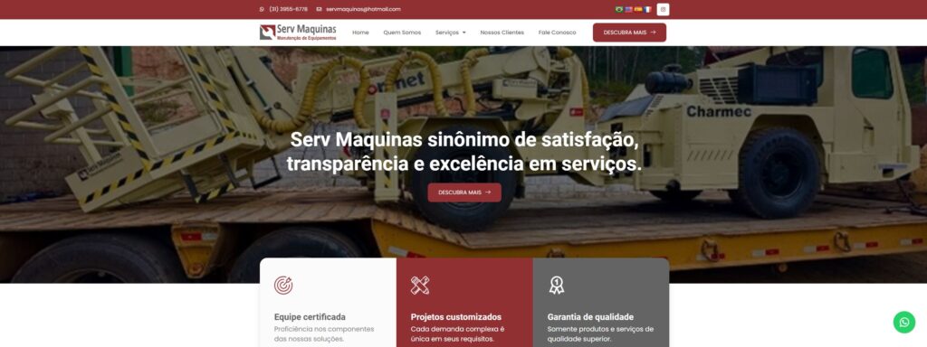 Criação do Site Serv Máquinas - Agência Digital HGX