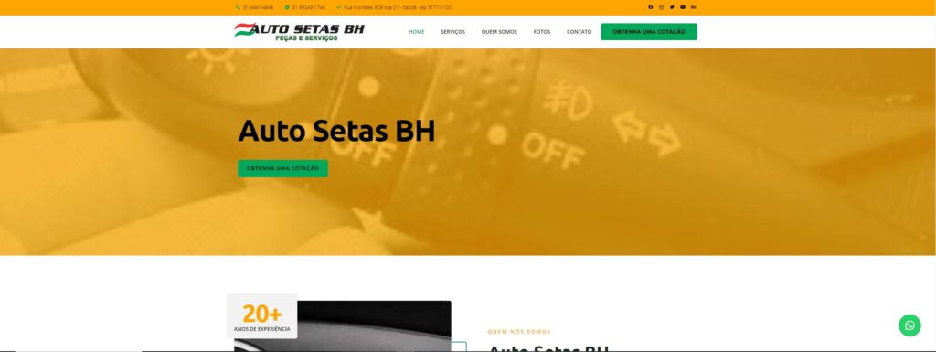 Criação do Site Auto Setas BH - Agência Digital HGX