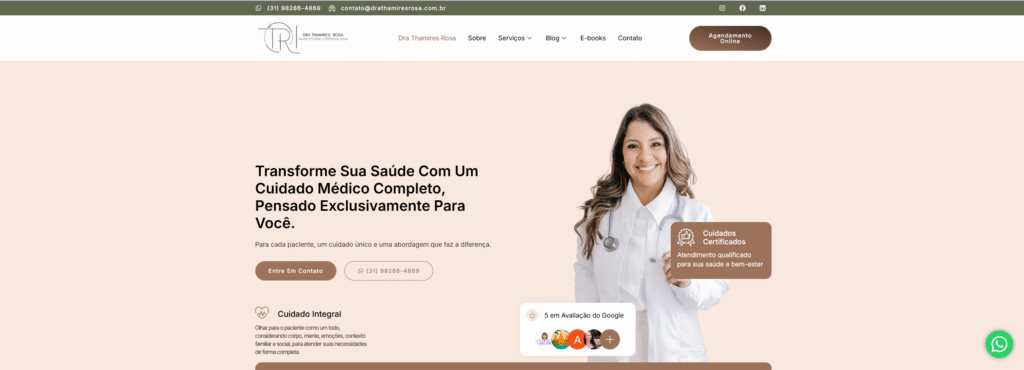 Criação do Site Dra Thamires Rosa - Agência Digital HGX Criação de Sites e Marketing Digital